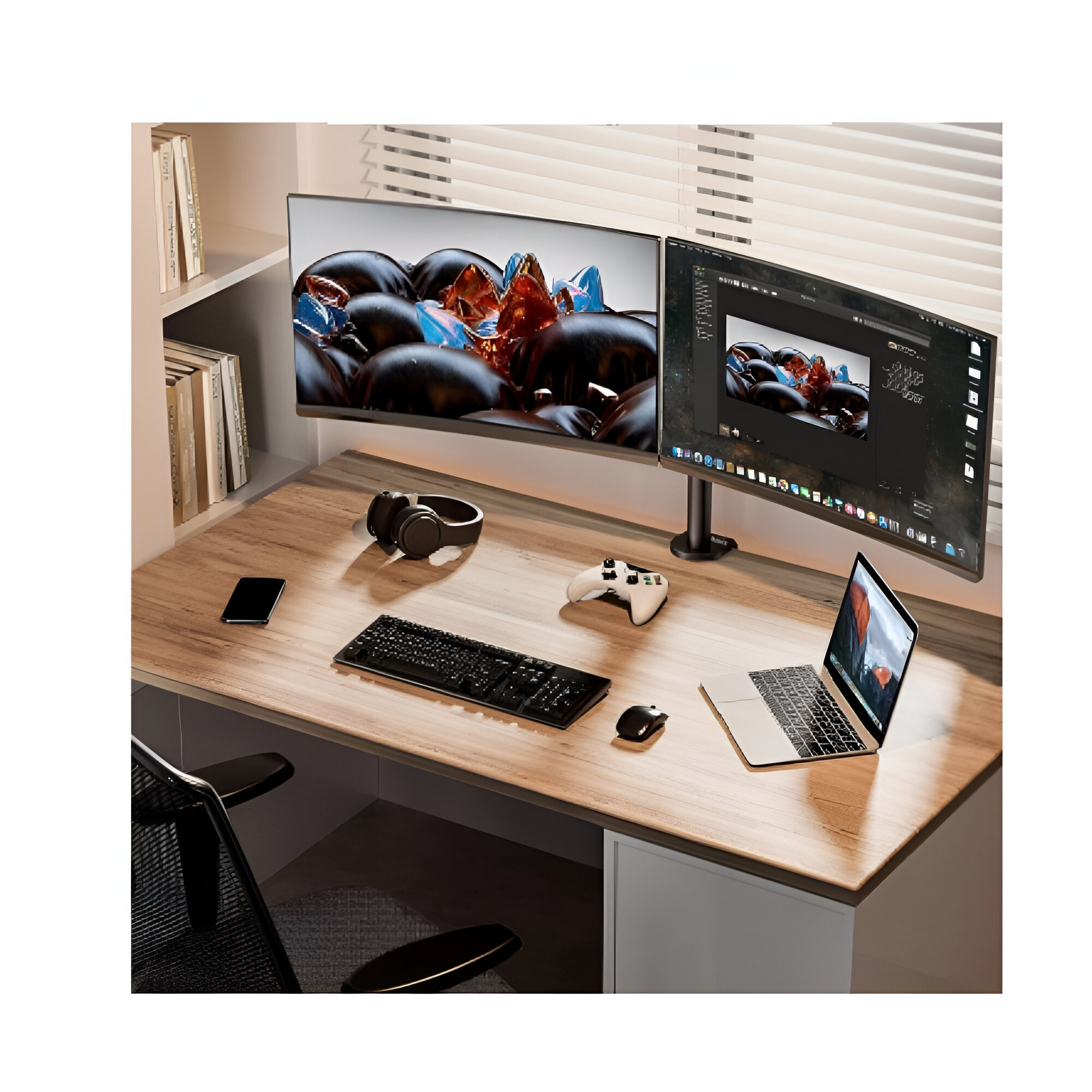 LED Monitor Mount Stand For 2 LED With Table Clamp Height Adjustable view 4